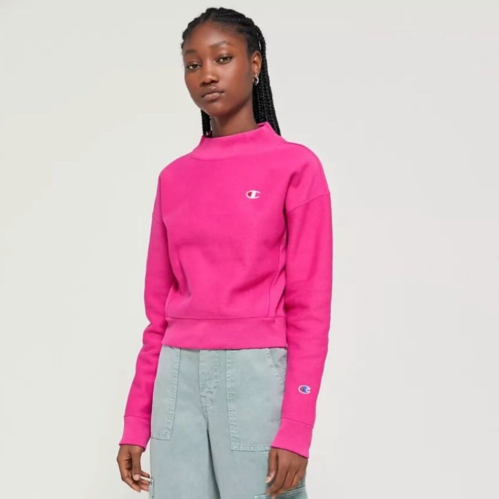 Hot Pink Champion Reverse Weave Mock Neck Sweatshirt 💓